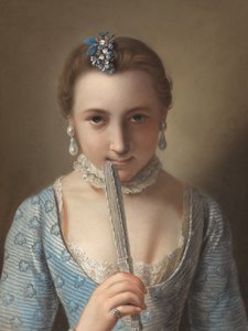 Ung kvinna med solfjäder av Pietro Antonio Rotari