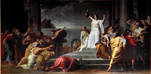 Judith visar det dekapiterade huvudet av Holoferne för folket målning av Pietro Benvenuti (1769-1844) 1796 Sön. 417x821 cm Neapel, Museo di Capodimonte