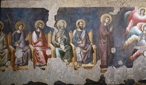 The Last Judgment Detail of the Apotres (som Saint Paul har rätt i) - Fresco av Pietro Cavallini