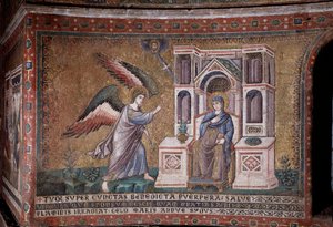 Apsidens mosaiska bebådelse av Pietro Cavallini