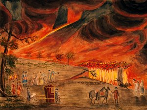 De sicilianska kungligheterna besökte Vesuvius under utbrottet den 11 maj 1771, av Pietro Fabris (1740-1792), Italien av Pietro Fabris