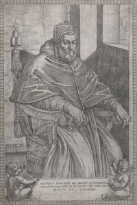 Porträtt av påven Sixtus V, 1585. av Pietro Facchetti