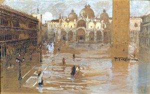 Venedig, Markusplatsen. Målning av Fragiacomo.