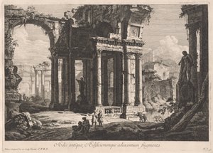 Forntida Aedes och fragment av intilliggande byggnader av Pietro Gaspari