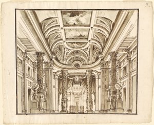 Fantasy of a Great Hall med Basketweave-kolonner