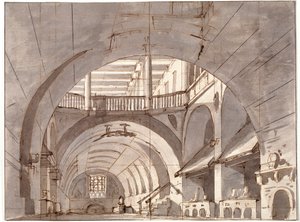 Scenografi för en teaterpjäs, 1800-tal.