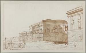 Eremitageteatern i Sankt Petersburg - Pietro di Gottardo Gonzaga (1751-1831). Penna, pensel, brun färg på papper