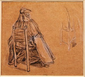 Italien, Venedig, maskerad gentleman (Gentiluomo con bautta) av Pietro Longhi (1702-1785), teckning av Pietro Longhi