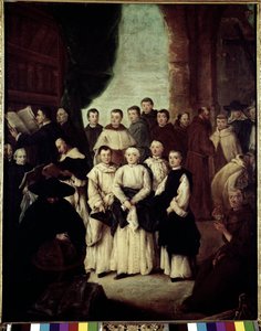The Fraternity of Venice (La frateria di Venezia) - Målning av Pietro Longhi (1702-1785), olja på duk, 61x49 cm av Pietro Longhi