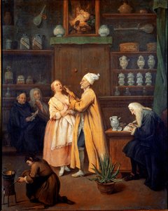 Apotekaren. Målning av Pietro Longhi (1702-1785). 1752 (Aloe Vera i förgrunden) Galleria dell