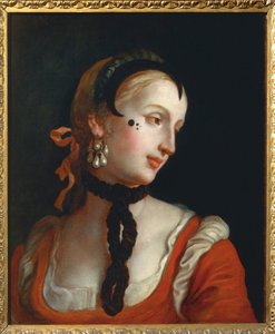 Venedig: Woman with a Beauty Spot, av Pietro Longhi av Pietro Longhi