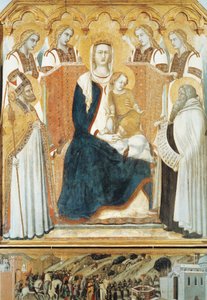 Italia, Siena, Madonna na malaika na mbegu za watakatifu av Pietro Lorenzetti