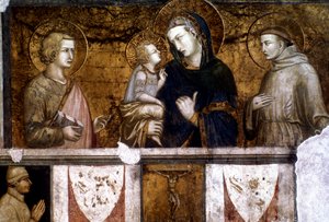 Madonna och barn mellan St Francis och St John the Evangelist, c1320-talet