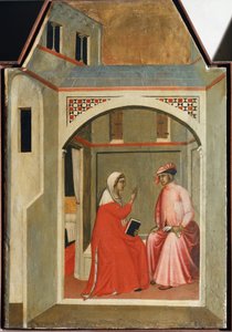 Separation av st Humility och hennes man (detalj av polyptiken liv Saint Humility) - Detrempe på trä