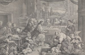 Kristus förvandlade vatten till vin vid bröllopet i Kana, 1743-63.