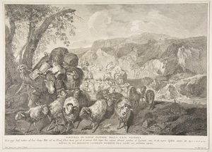 Herden Davids avgång från hans faders hus Partenza di David pastore..., 1743-63. av Pietro Monaco