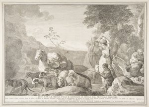 Esau och hans familj skiljer sig från Jakob Esau med sina hustrur söner och substanser sepa ..., 1743-63.