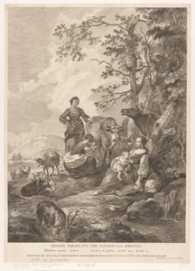 Israelitiska kvinnor vallar hjorden Donne Israelite che pascono la greggia (titel på objekt) Nya och Gamla testamentet (serietitel) av Pietro Monaco