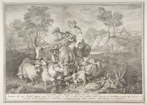Jakob skötte Labans flock Jakob, utfodrade Labans hjord, 1743-63.