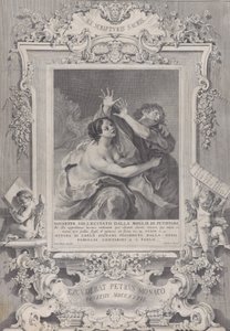 Josef och Potifars hustru, inom en utsmyckad ram, 1739.