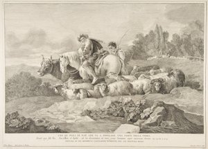 En av Noas söner som går för att befolka en del av jorden Uno de figli di Noè c..., 1743-63.