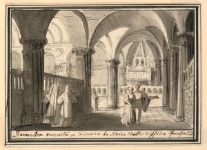 Scenografi, interiör av kyrkan av Pietro Narducci