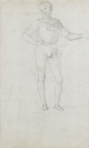 A Study for a Figure in an Adoration of the Magi (svart krita) av Pietro Perugino