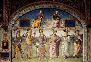 Allegorier om mod och nykterhet med sex antika hjältar av Pietro Perugino