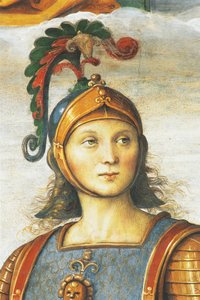 Horace Coclite, av Perugino (cirka 1450-1523), fresk, Audience Hall, Collegio del Cambio (College of Change), Priors Palace, Perugia, Umbrien, Italien av Pietro Perugino