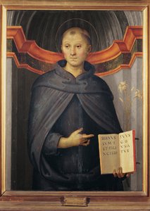 Nicolas de Tolentino (1245-1305) - Sankt Nikolaus av Tolentino par Perugino (ca 1450-1523). Olja på duk, storlek: 79x62, Palazzo Barberini, Rom av Pietro Perugino
