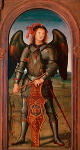 Polyptic of the Chartreuse of Pavia: "" Ärkeängeln Michael"" Målning av Pietro Vannucci dit il Perugino (The Perugin av Pietro Perugino