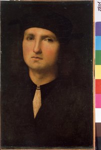 Porträtt av en ung man (Porträtt av en ung man). Målning av Pietro di Cristoforo Vannucci dit Pietro Perugino (Le Perugin av Pietro Perugino