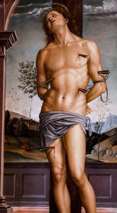 Sankt Sebastian efter 1490. Olja på panel. av Pietro Perugino