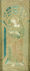 St John the Evangelist, av Pietro Perugino (cirka 1450-1523), broderi i siden, guld och silver av Pietro Perugino