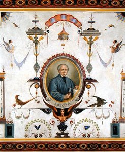 Porträtt av Lorenzo Bartolini (1777-1850), detalj från taket på Sala del Sindaco av Pietro Pezzati