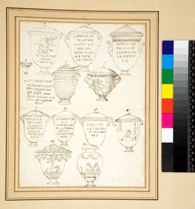 12 gravurnor i marmor med lock. (penna) av Pietro Santi Bartoli