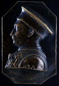 Plaquet av Ludovico Gonzaga (1441-1478) (recto) (brons) (för verso se 122329) av Pietro Tafano