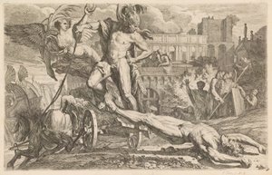 Achilles släpar Hectors kropp runt Trojas murar
