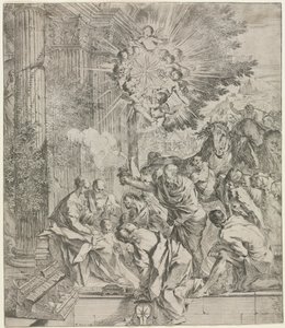 Tillbedjan av Magi av Pietro Testa
