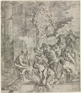 Tillbedjan av männen, 1636-1638. av Pietro Testa