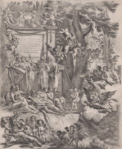En allegori för att hedra kardinal Franciottis ankomst som biskop av Lucca, 1637. av Pietro Testa