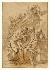 Heilige Familie mit der heiligen Anna (recto); Figurenskizzen (verso)