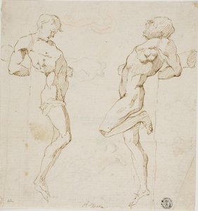 Studier till Tjuvar på korset (recto), Skiss av figurer (verso) av Pietro Testa