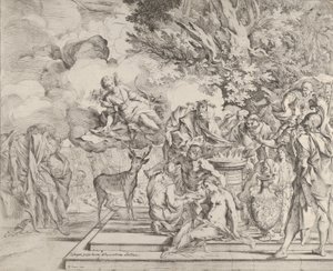 Offret av Iphigenia, ca. 1640-42. av Pietro Testa