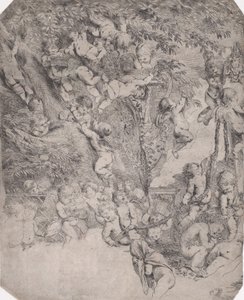 Venus trädgård, provavtryck av övre vänstra hörnet, ca. 1631-37. av Pietro Testa