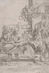 Den helige Erasmuss martyrskap som ligger nedböjd med inälvor borttagna, två putti a..., ca. 1630.