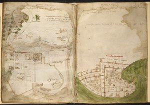 Kartor över Jerusalem och Acre, från Marino Sanudo Torsello, 