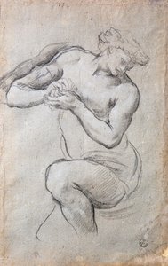 Mansfigur, Study for Bacchus in the Age of Silver fresco av Pietro da Cortona