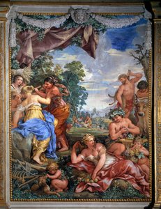 Allegori över de fyra åldrarna, Silverålderns fresco av Pietro da Cortona (Stenen av Cortona) (1596-1669) (1596-1669) 1637 Salle du Poele (Stanza della Stufa), Palatinerna, Palazzo Pitti, Florens
