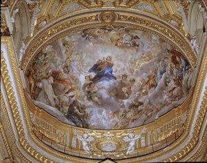 Antagandet av jungfrufresken av Pietro da Cortona (Peter av Cortona) (1596-1669) 1652 Rom, Santa Maria-kyrkan i Vallicella Italien av Pietro da Cortona